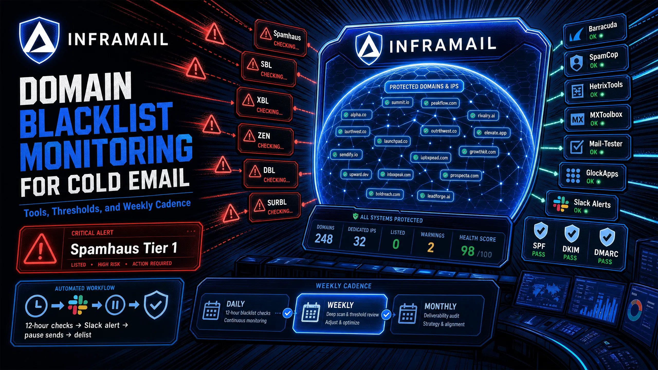 Domain Blacklist Monitoring for Cold Email: Tools, Thresholds, and Weekly Cadence