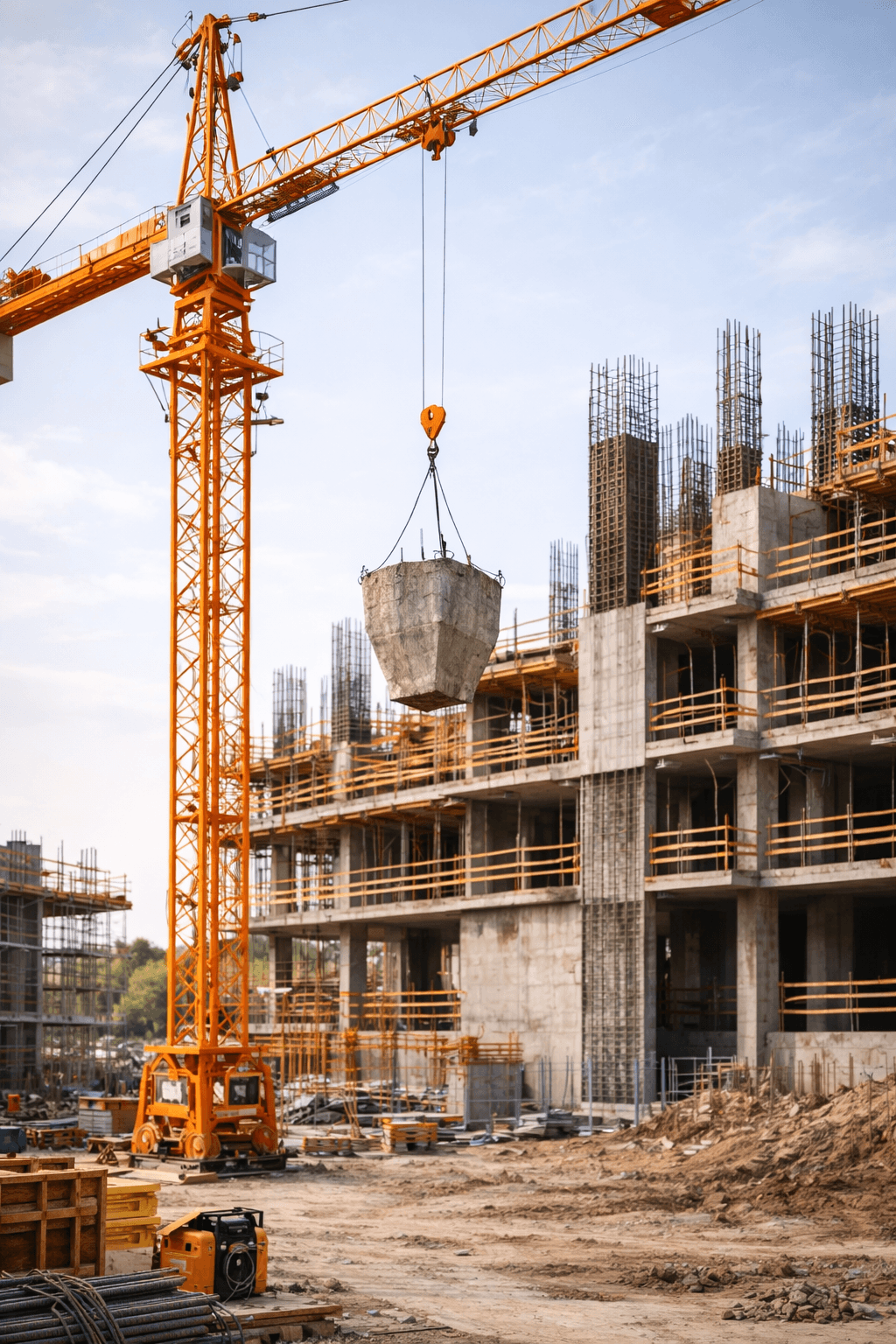 a crane that is on top of a building
