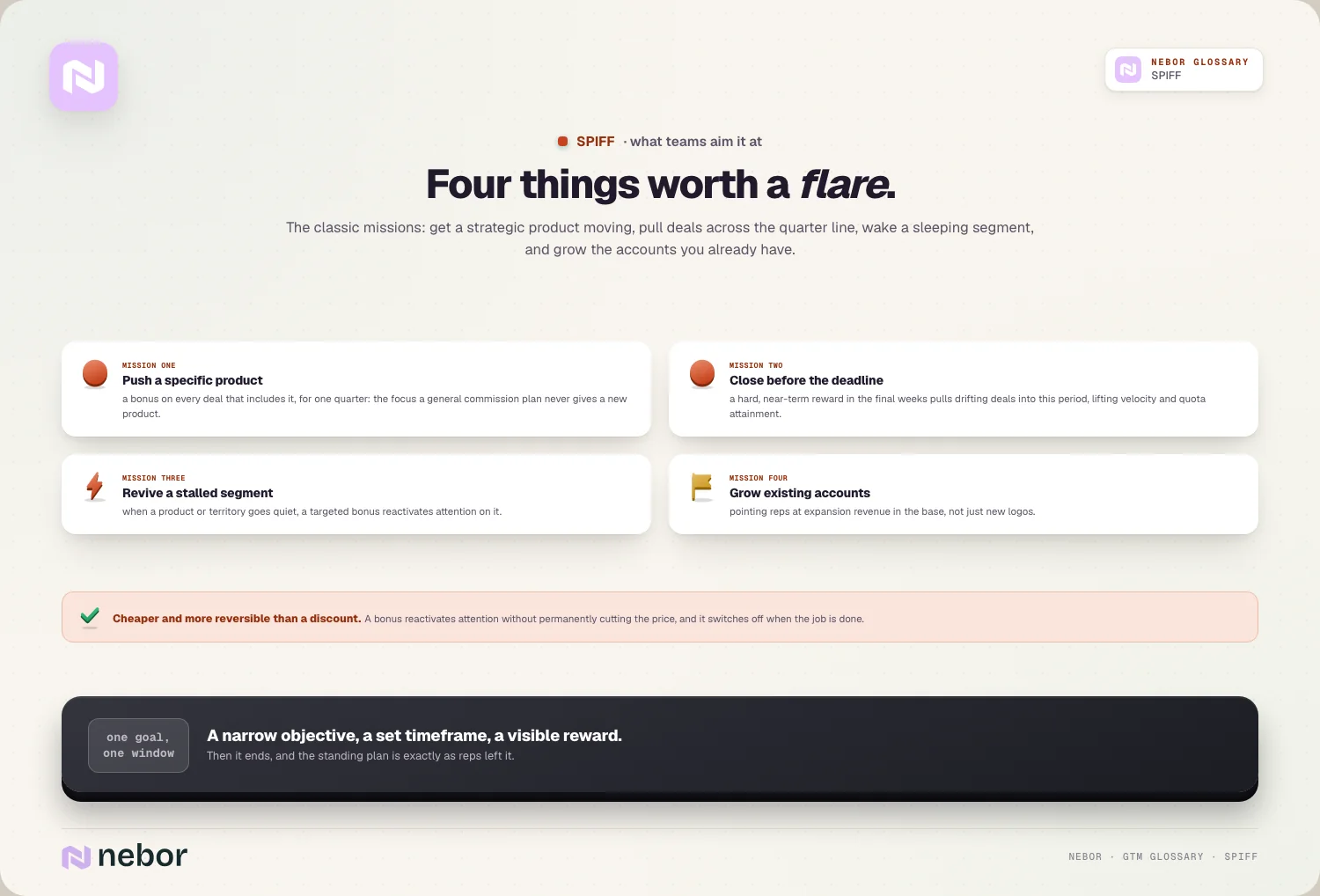 Four things worth a flare: product push, deadline, stalled segment, expansion
