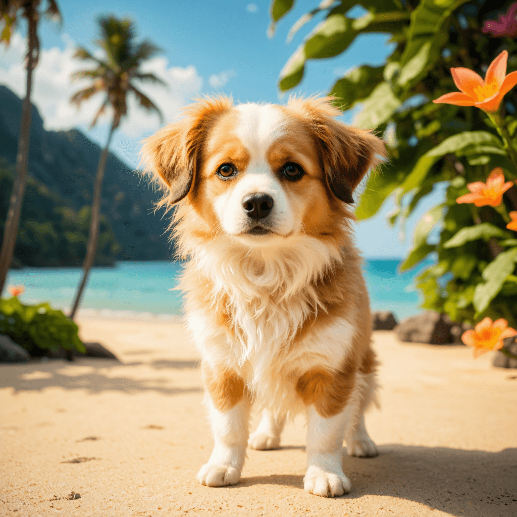 product photography of a small dog with a fluffy coat, often kept as a pet