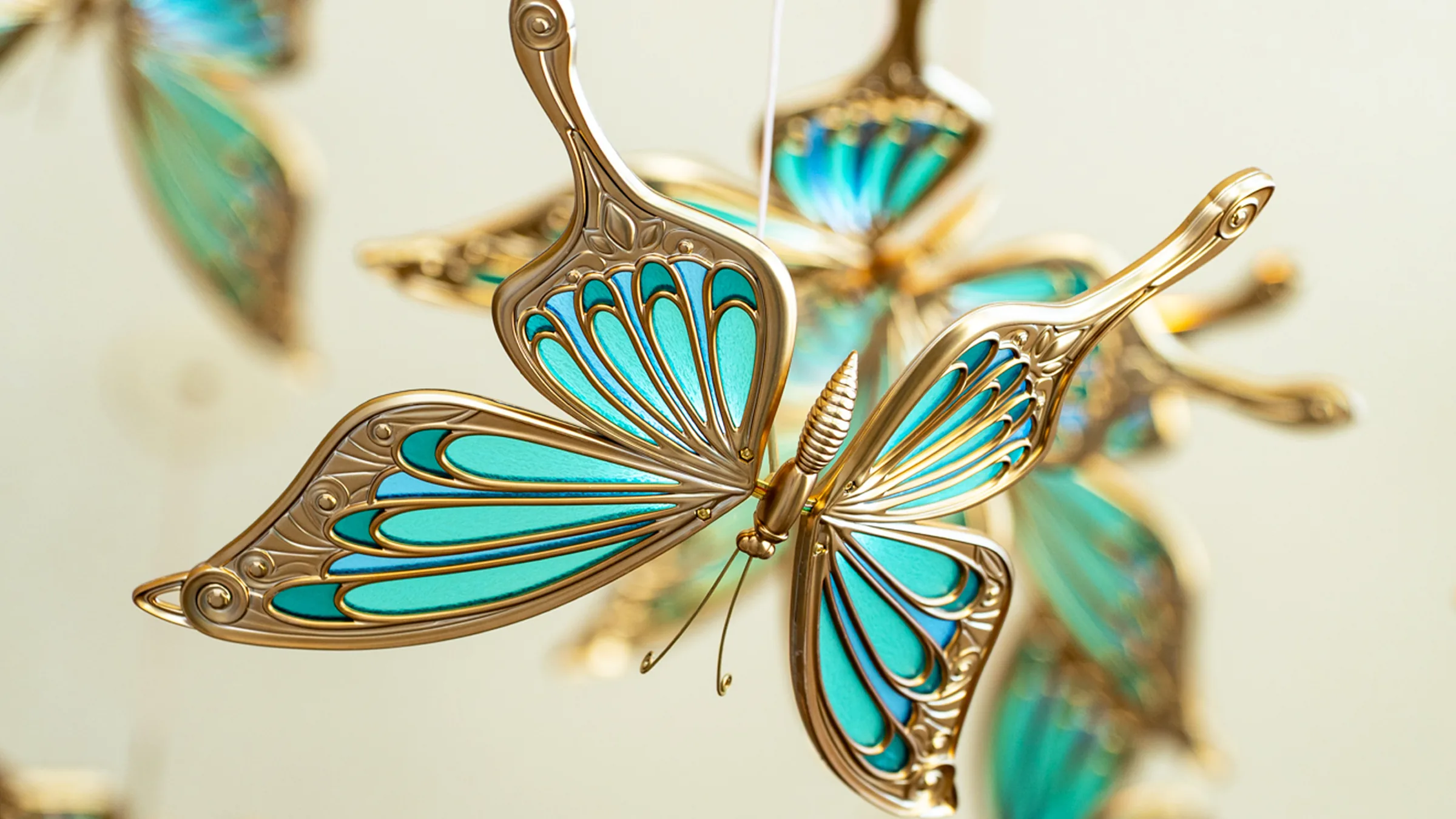 Close up shot of Tomorrowland store entrance hall butterflies