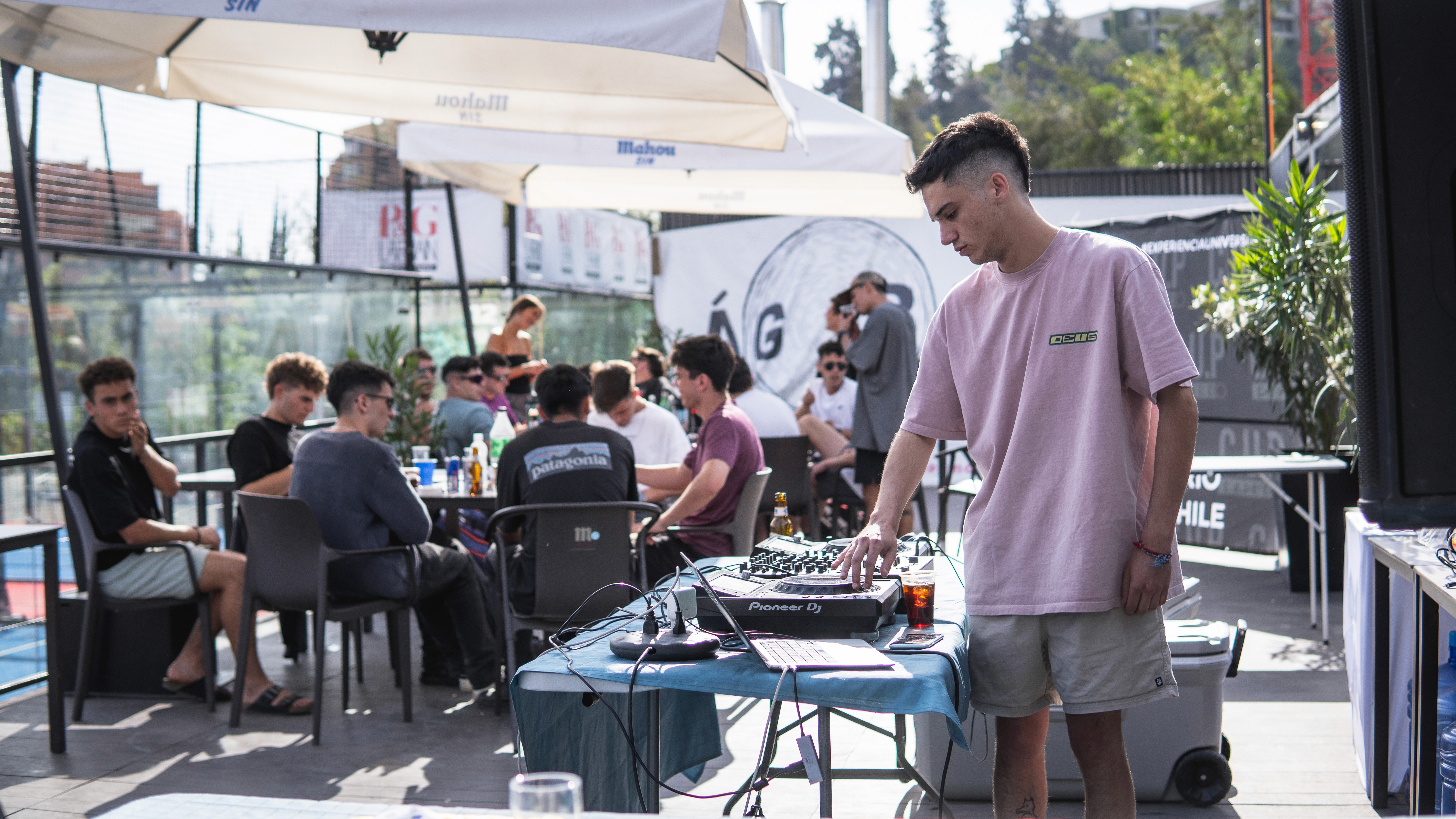 Drone shot of a running track at night