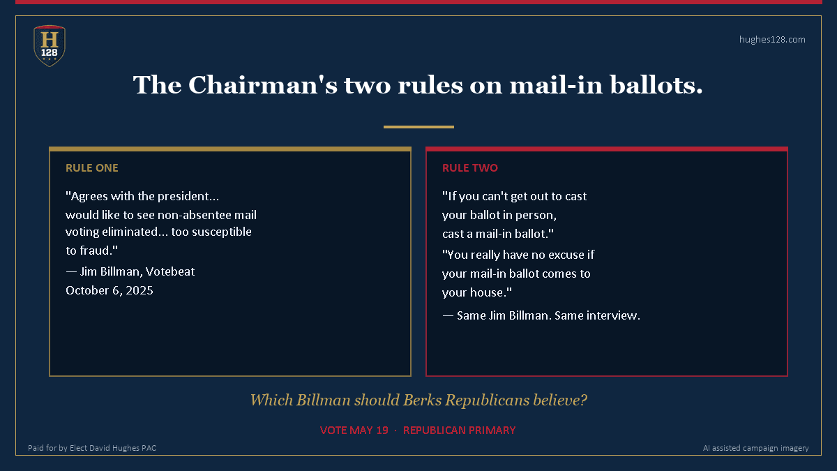 Billman's two rules — different treatment for Hughes vs Gillen — Berks GOP chair