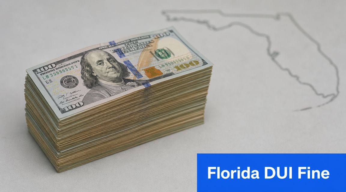 A thick stack of one hundred dollar bills sits next to a map outline of Florida.