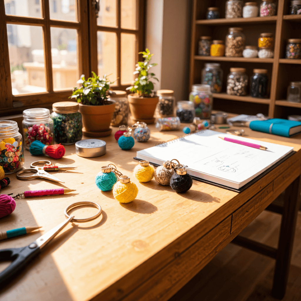 product photography of a pair of keychains