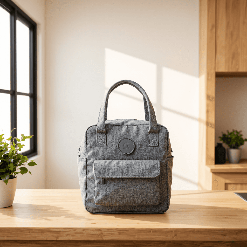 product photography of a lunch bag designed for carrying meals