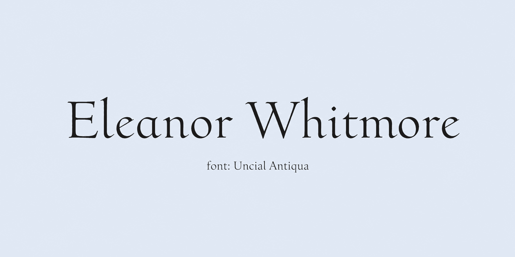 Sample name signed in a cursive signature font on a light background, with the font name labeled below.