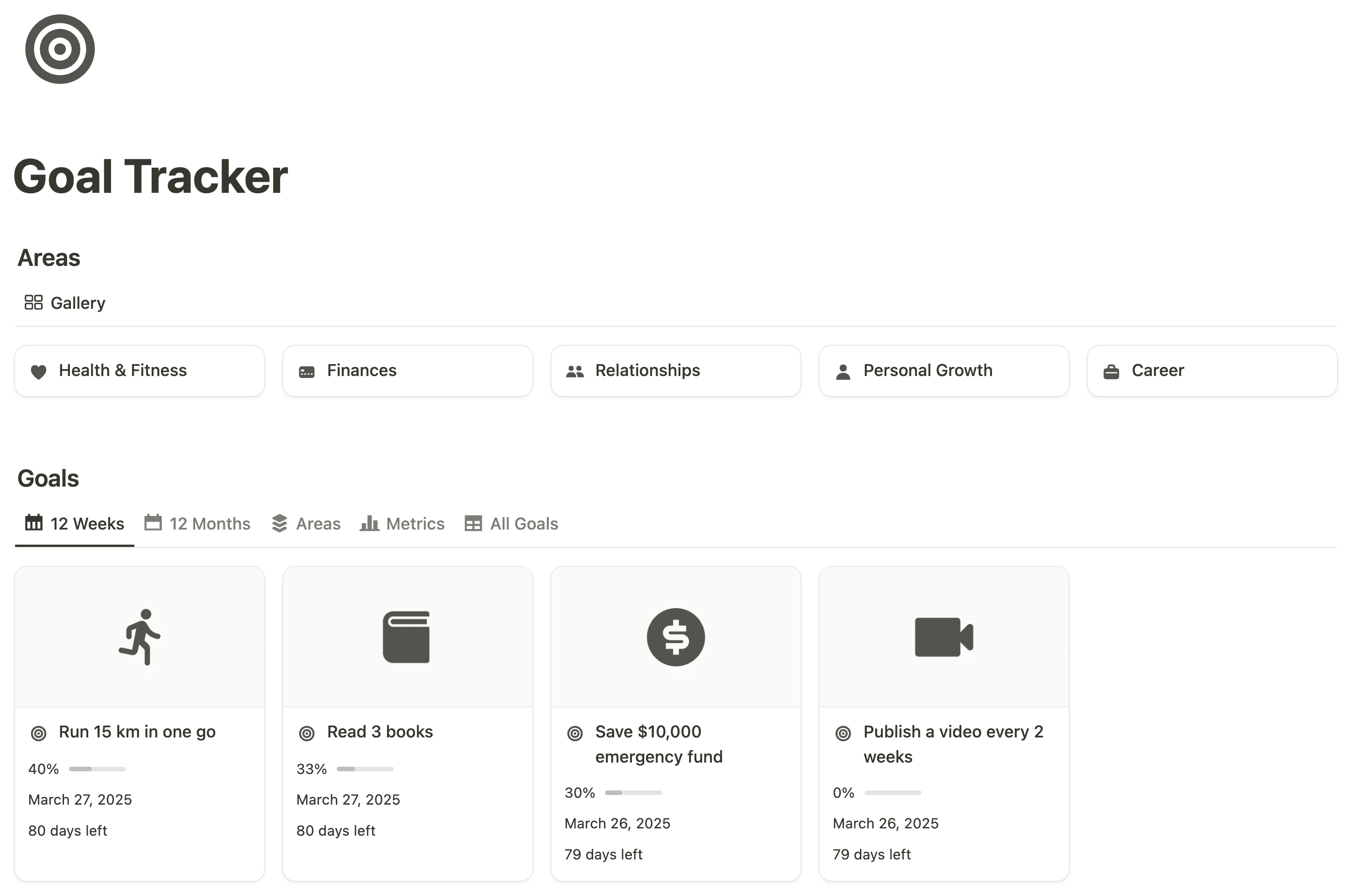 Goal Tracker Notion Template