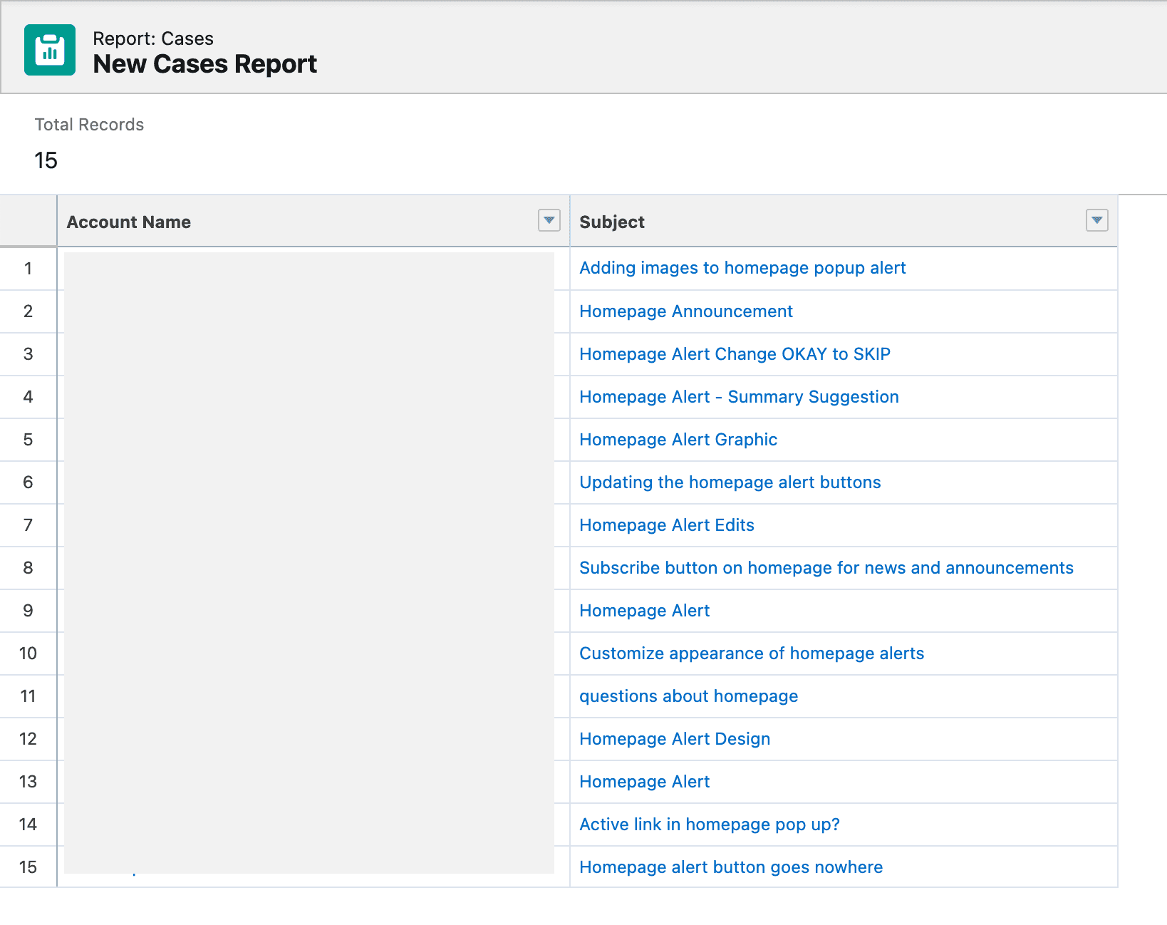 screenshots of support cases