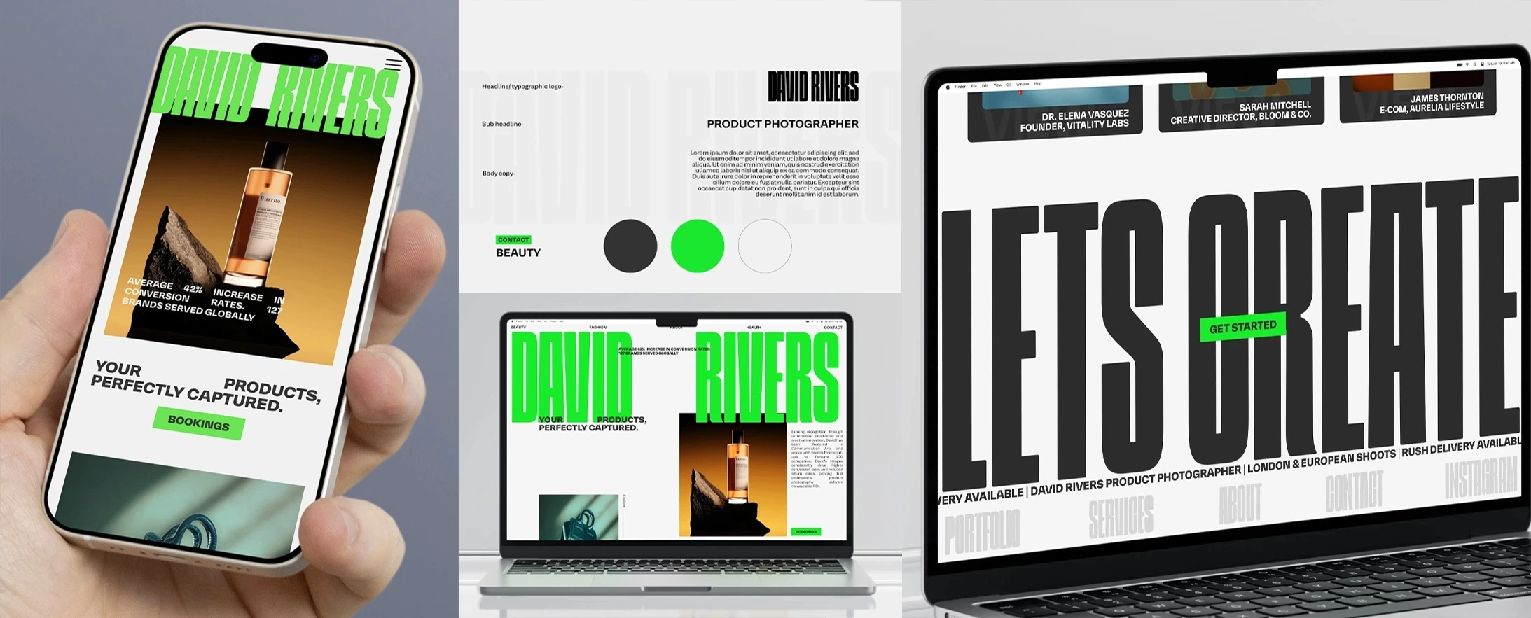 product photography website design