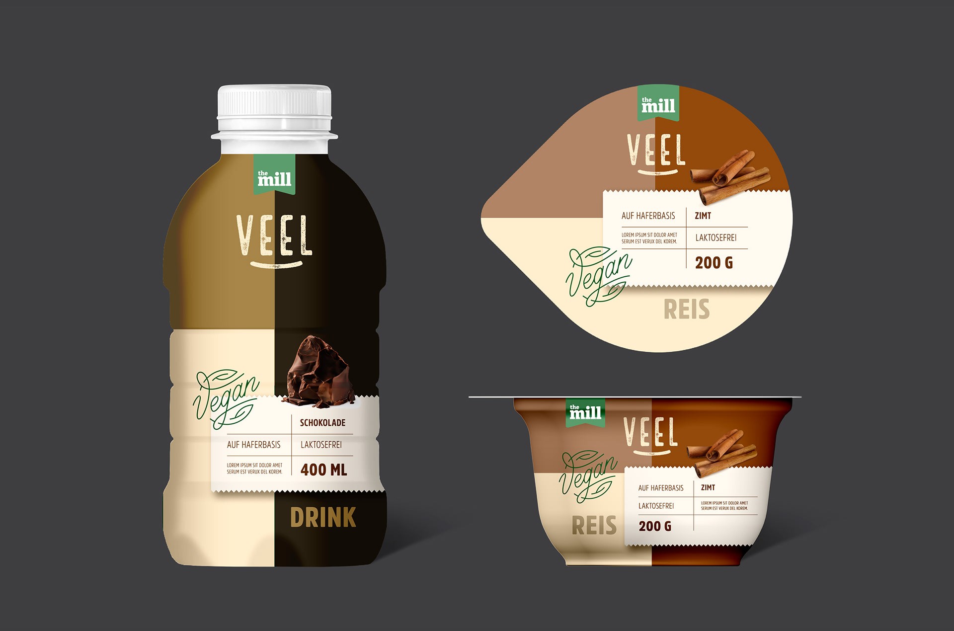 Label Design für eine vegane Food Linie – modernes Verpackungskonzept mit klarer Typografie und natürlicher Farbwelt