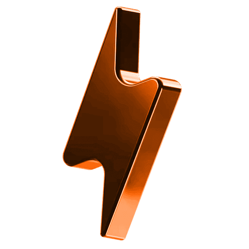 Glossy bronze lightning bolt icon.