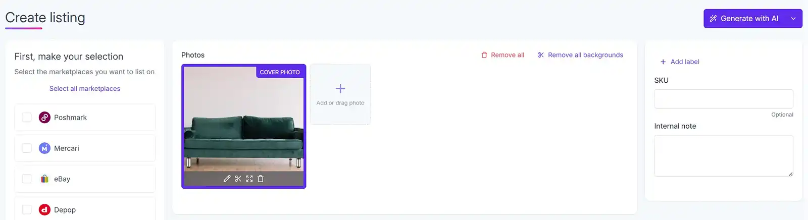 Crosslist Create Listing Couch