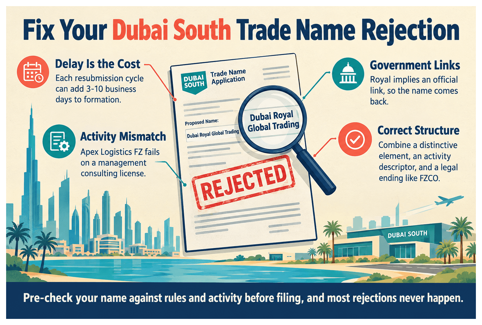 Infographic: Why Does My Trade Name Get Rejected at Dubai South