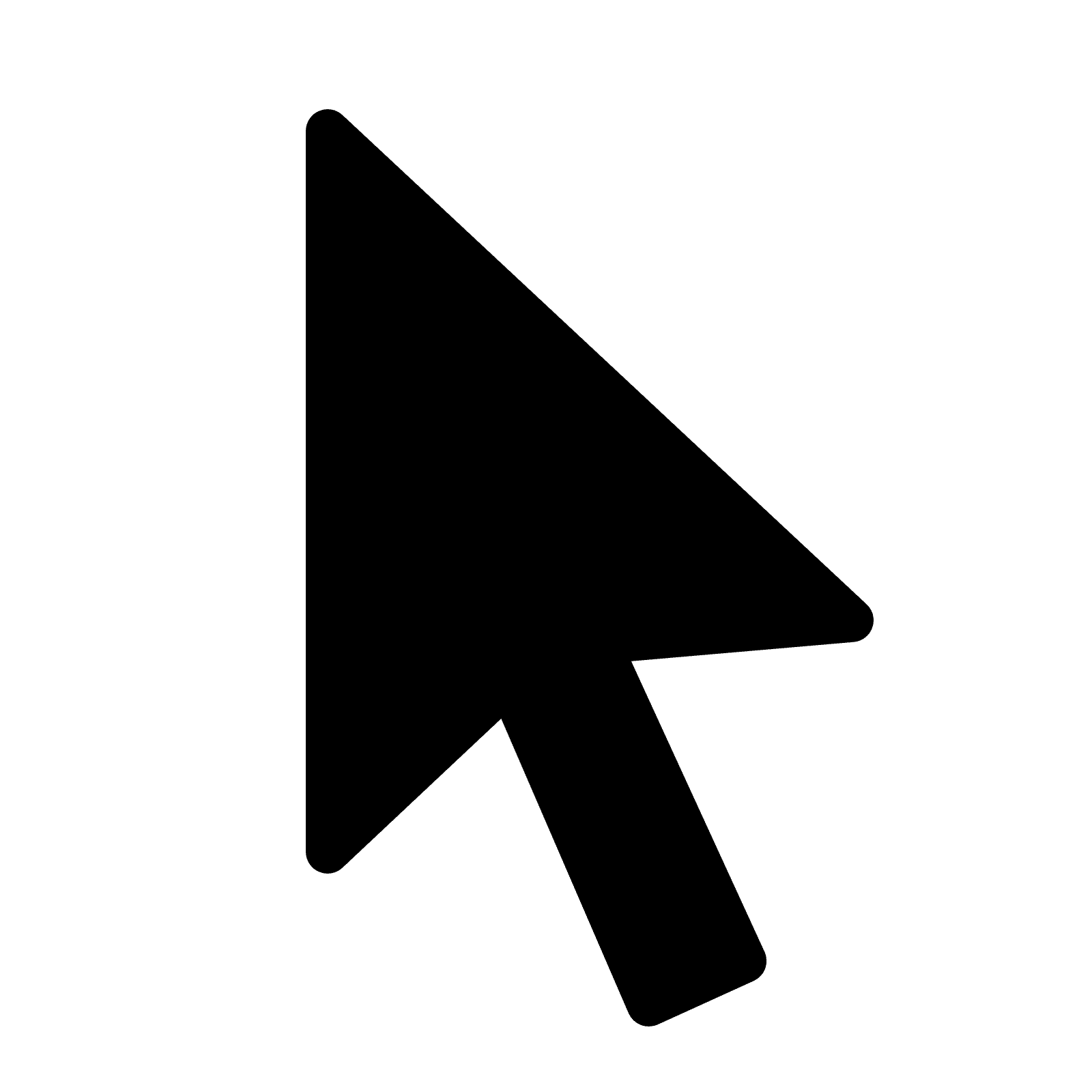 A black cursor arrow icon pointing to the right on a plain background.