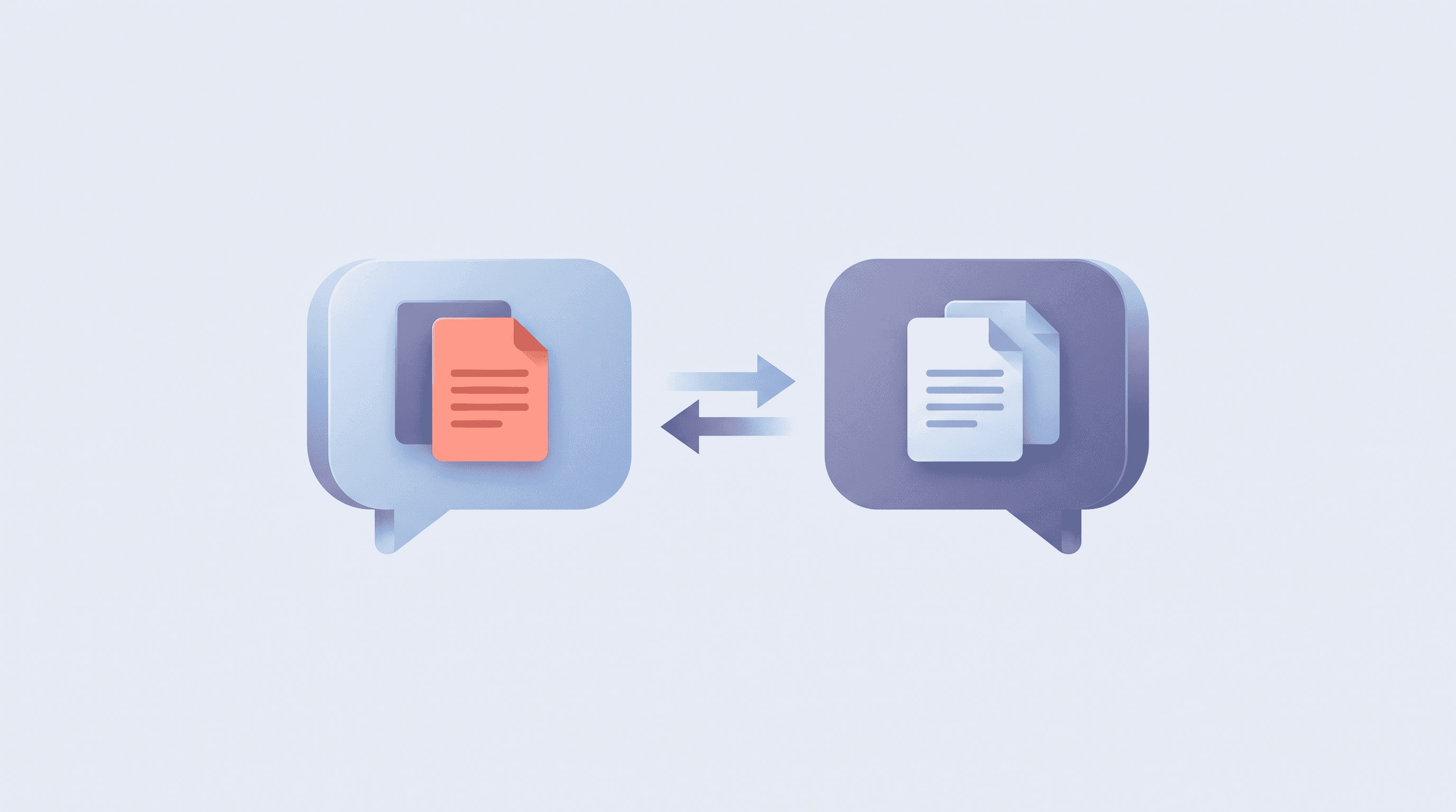 Two conversation bubbles with documents
