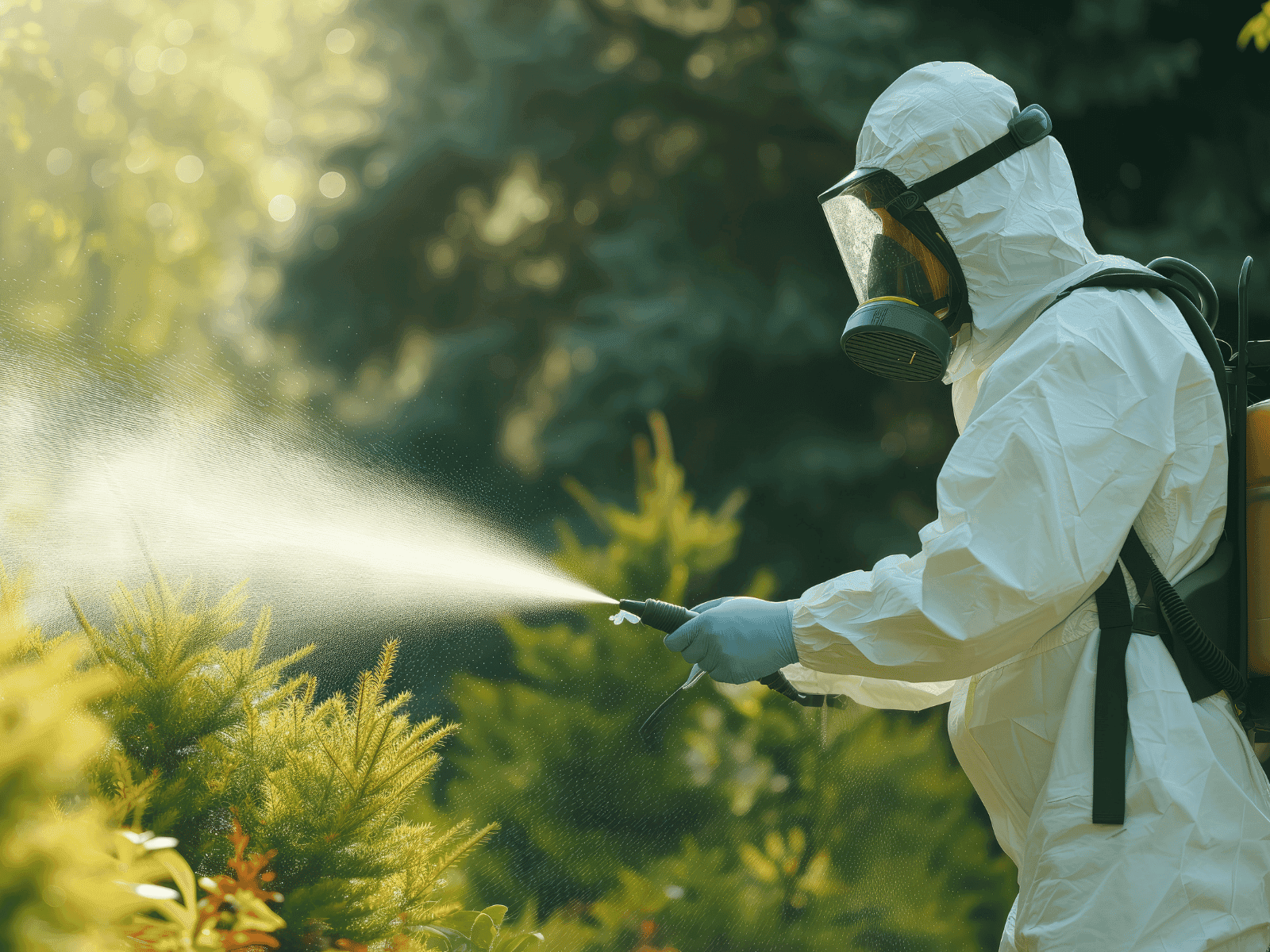 technician spraying outdoors