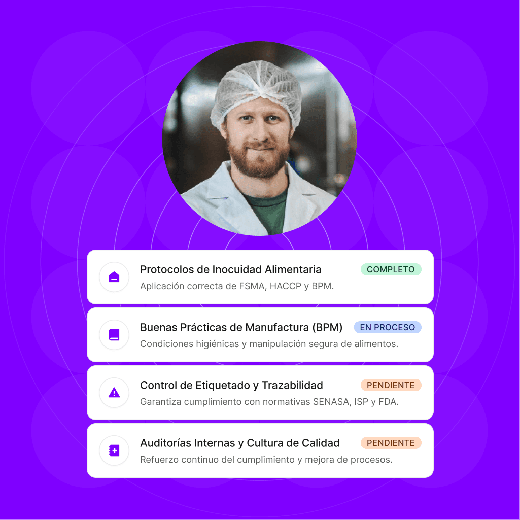 A construction worker's profile with skills listed on a vibrant purple background.