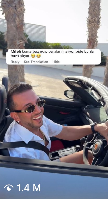 outtake from viral Instagram reel. igaming streamer sitting in a car.