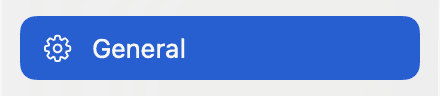 General selected in the Settings sidebar.