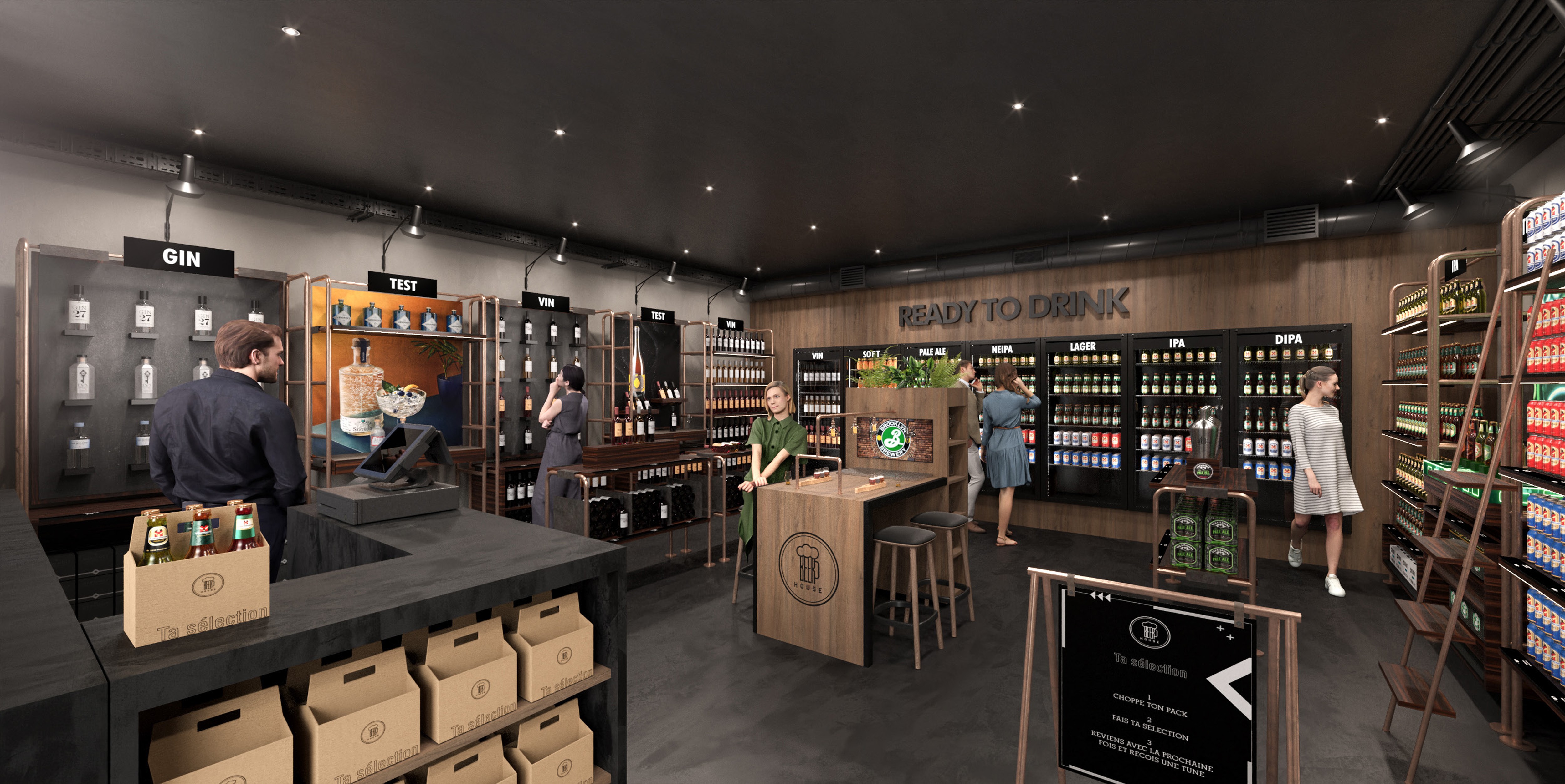 Interior desing of a small beer shop concept in Switzerland 