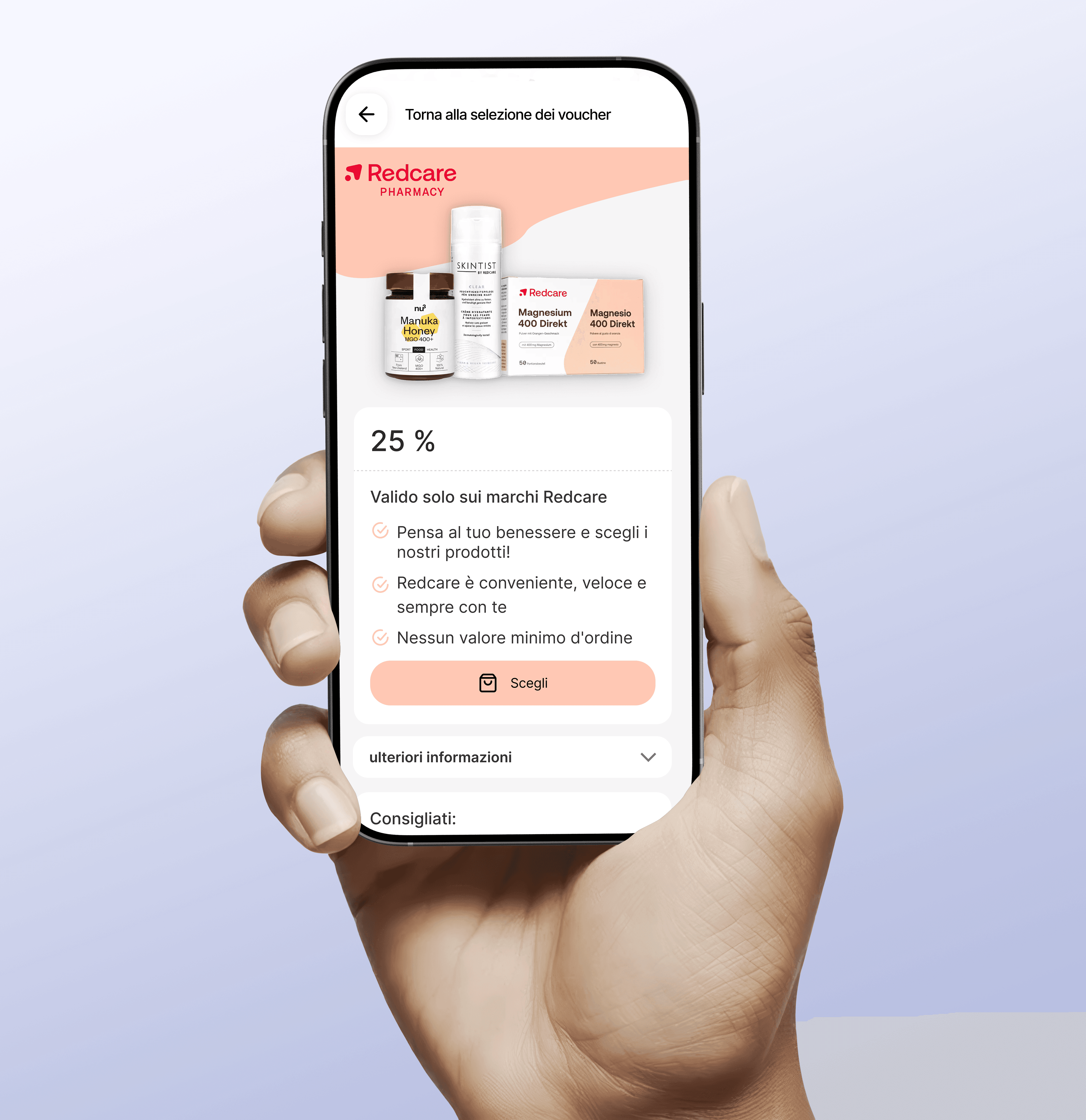 Smartphone con schermata prodotto Sovendus