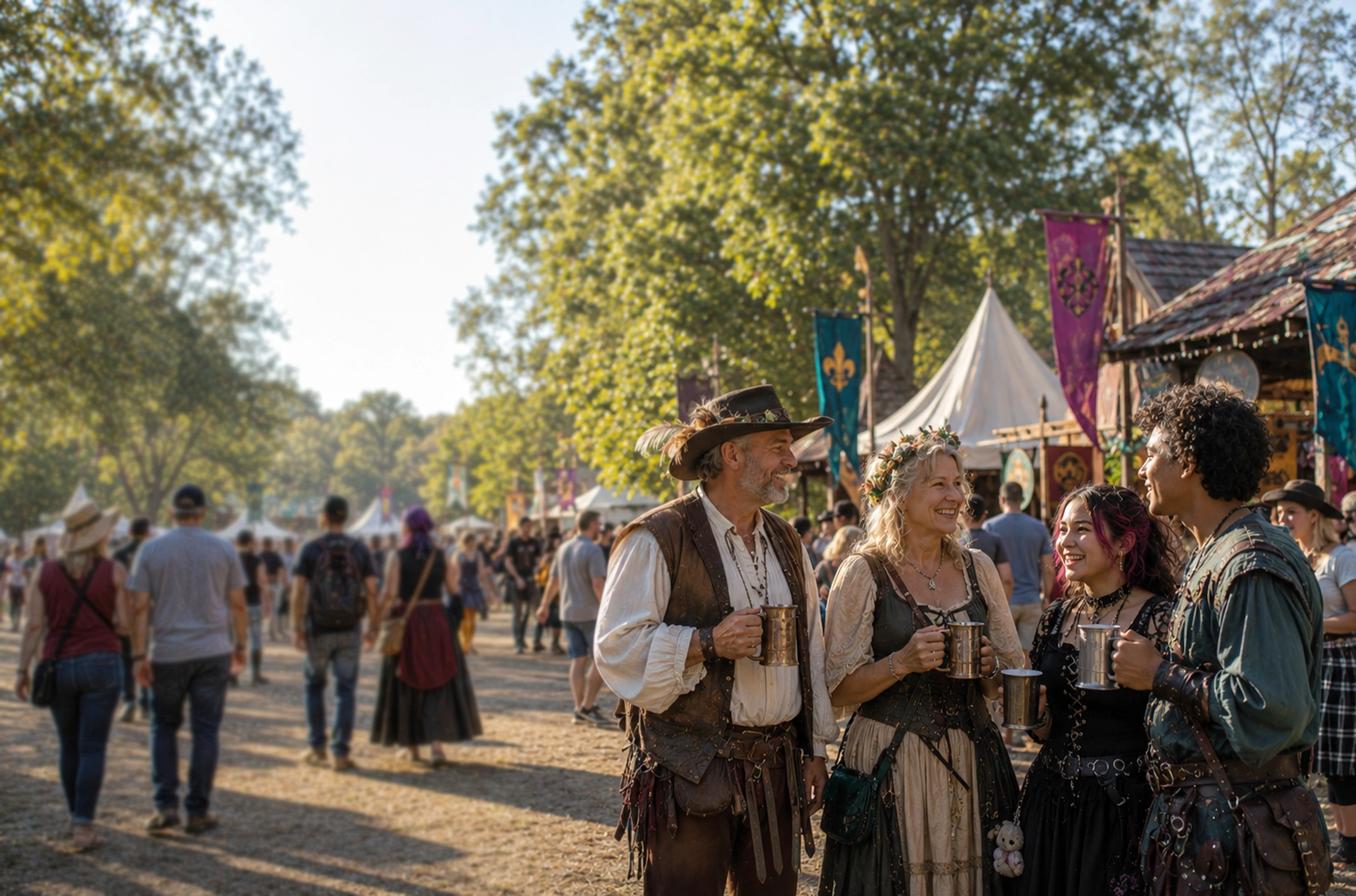 4 people share an all and good tales at the Renaissance Faire