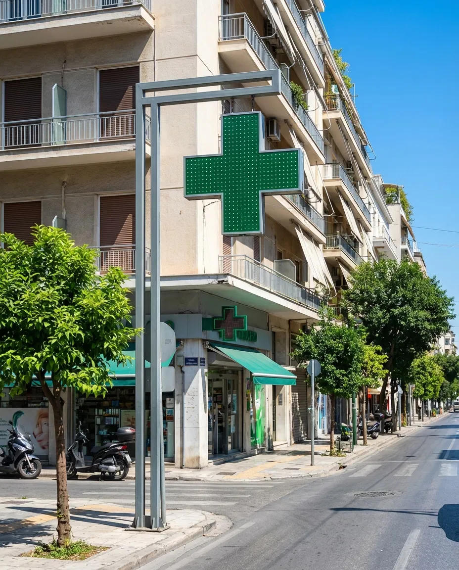 Street scene at the intersection of Patision and Chania in Athens