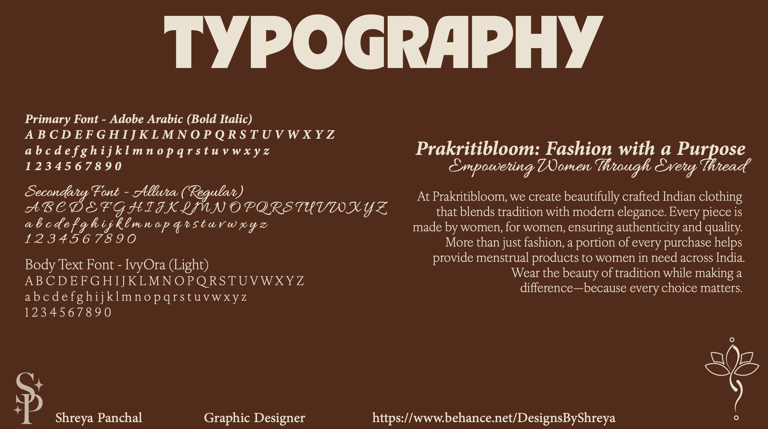 alt="Prakritibloom branding typography type trails"