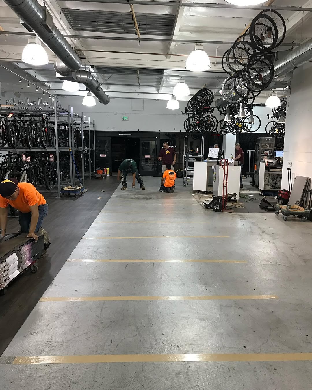 Retail floor cleared and prepped with stock still on the racks
