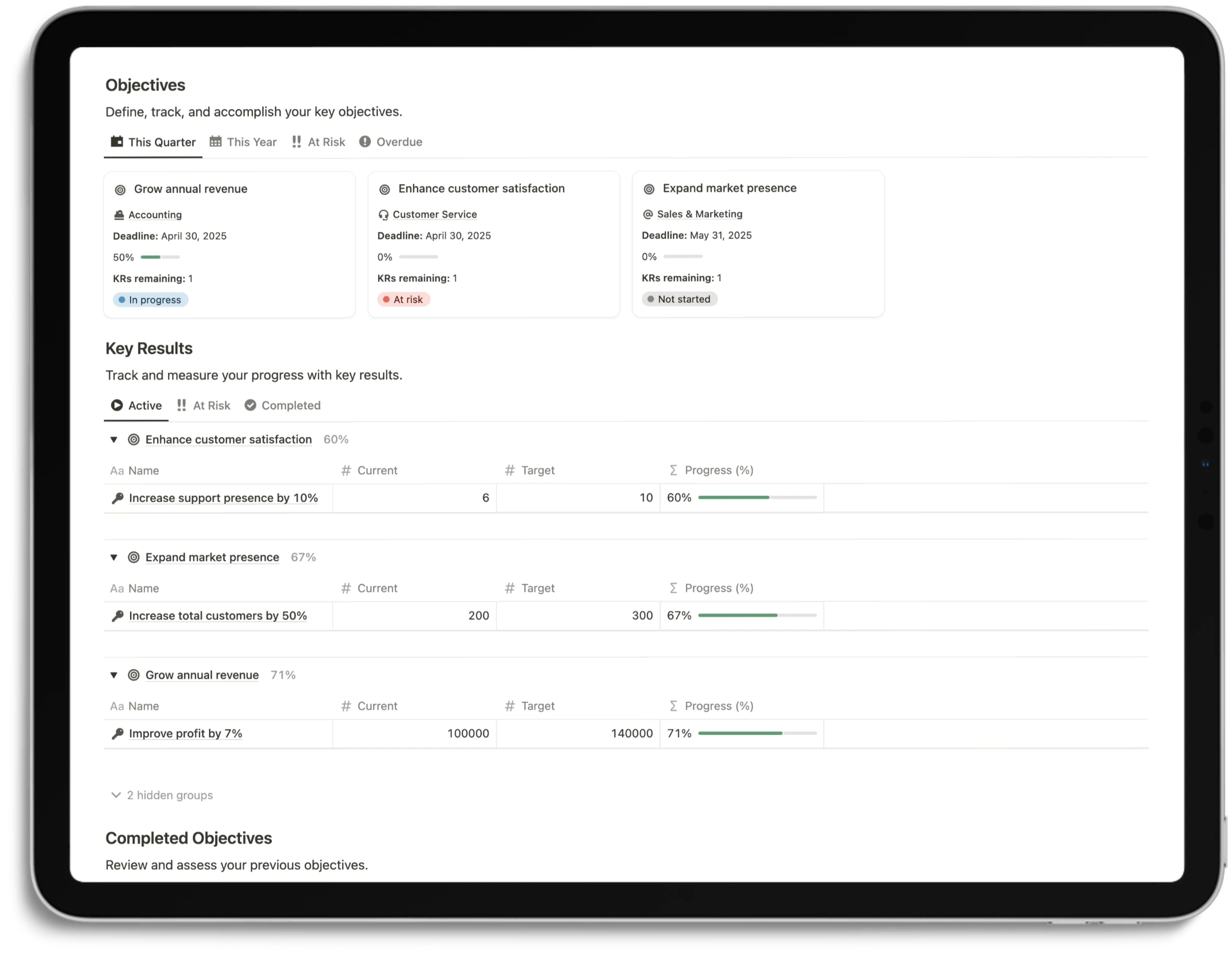 Notion Business System - Feature OKRs