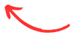 Red hand-drawn curved arrow pointing up and rightwith brush stroke texture.