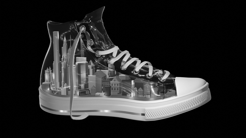 Converse sneakers 3d model visualization with a city inside for a client project