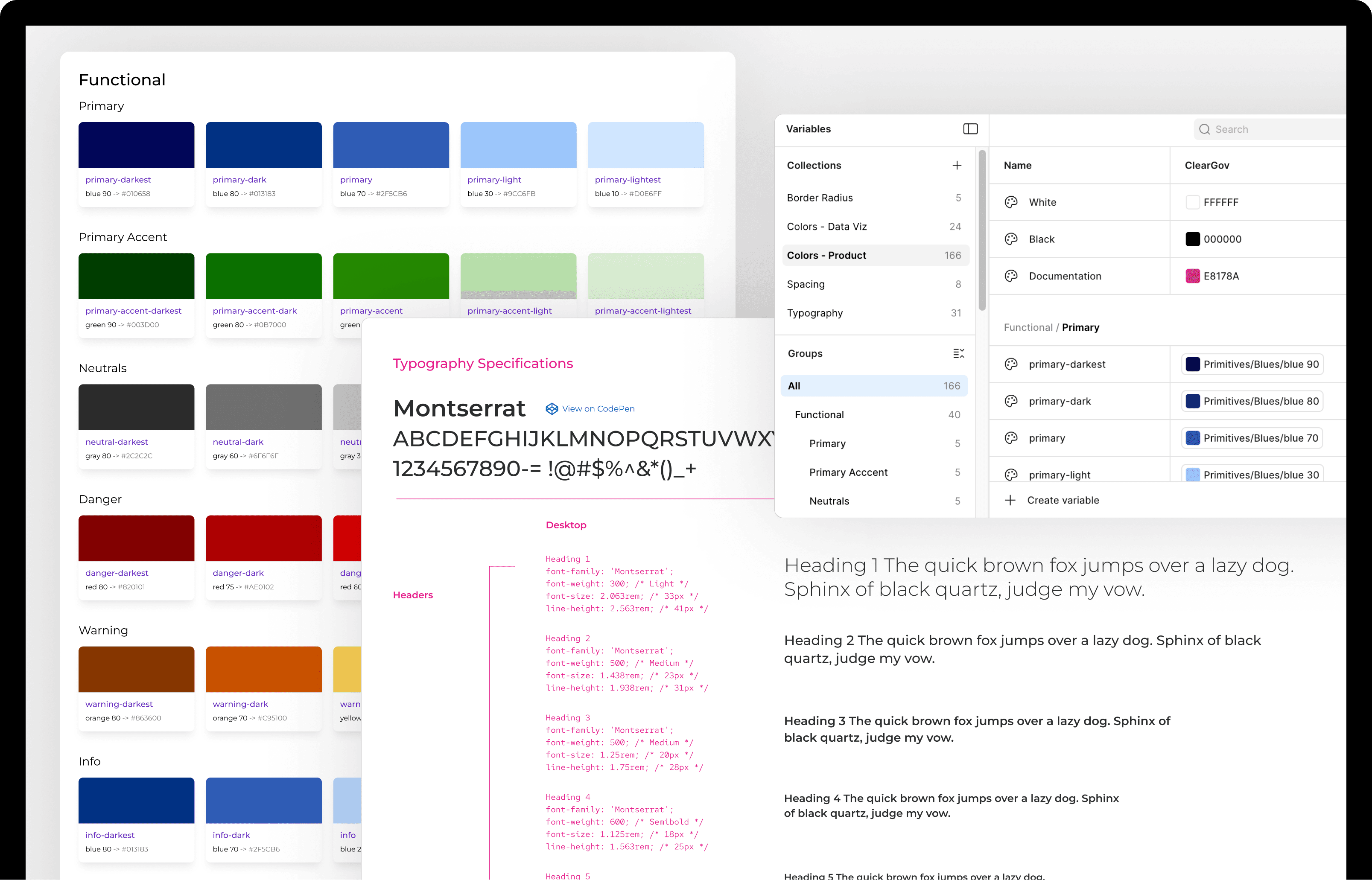 Image showing samples from the ClearGov design system