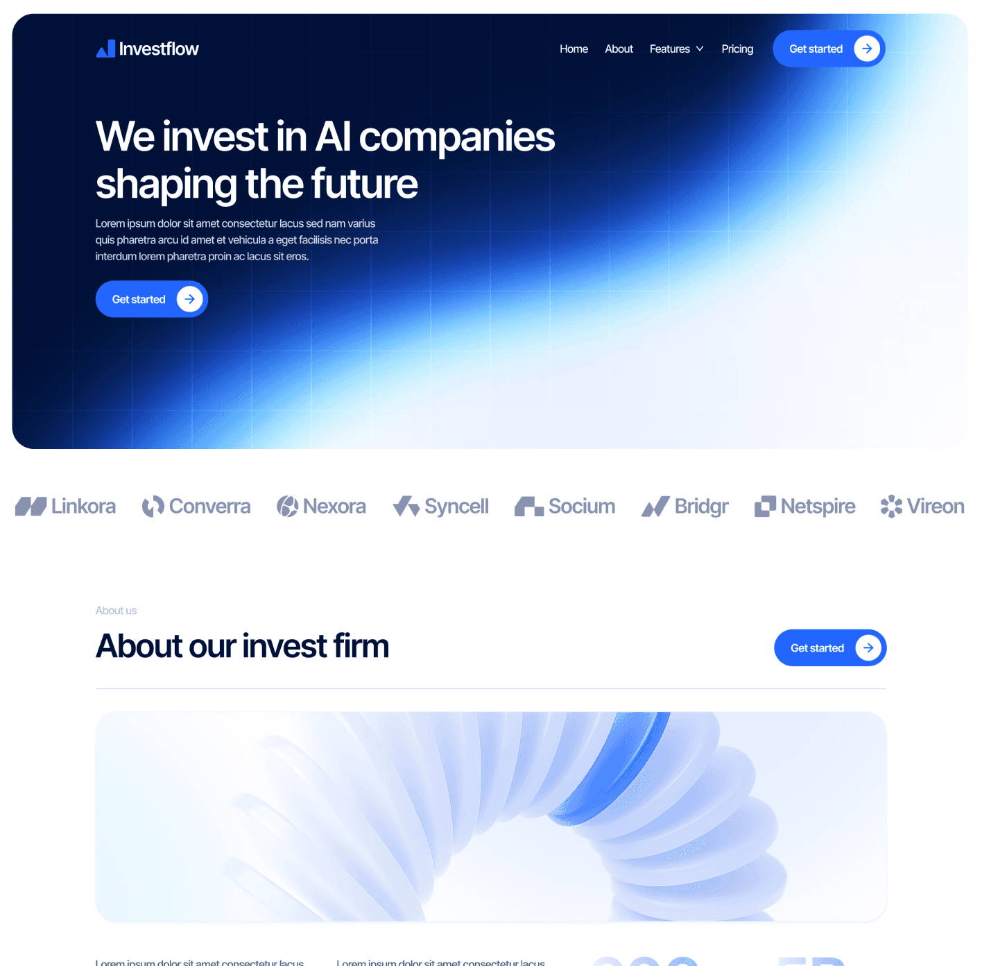 Investflow - Home V1 Page - Investment Firm Framer Template