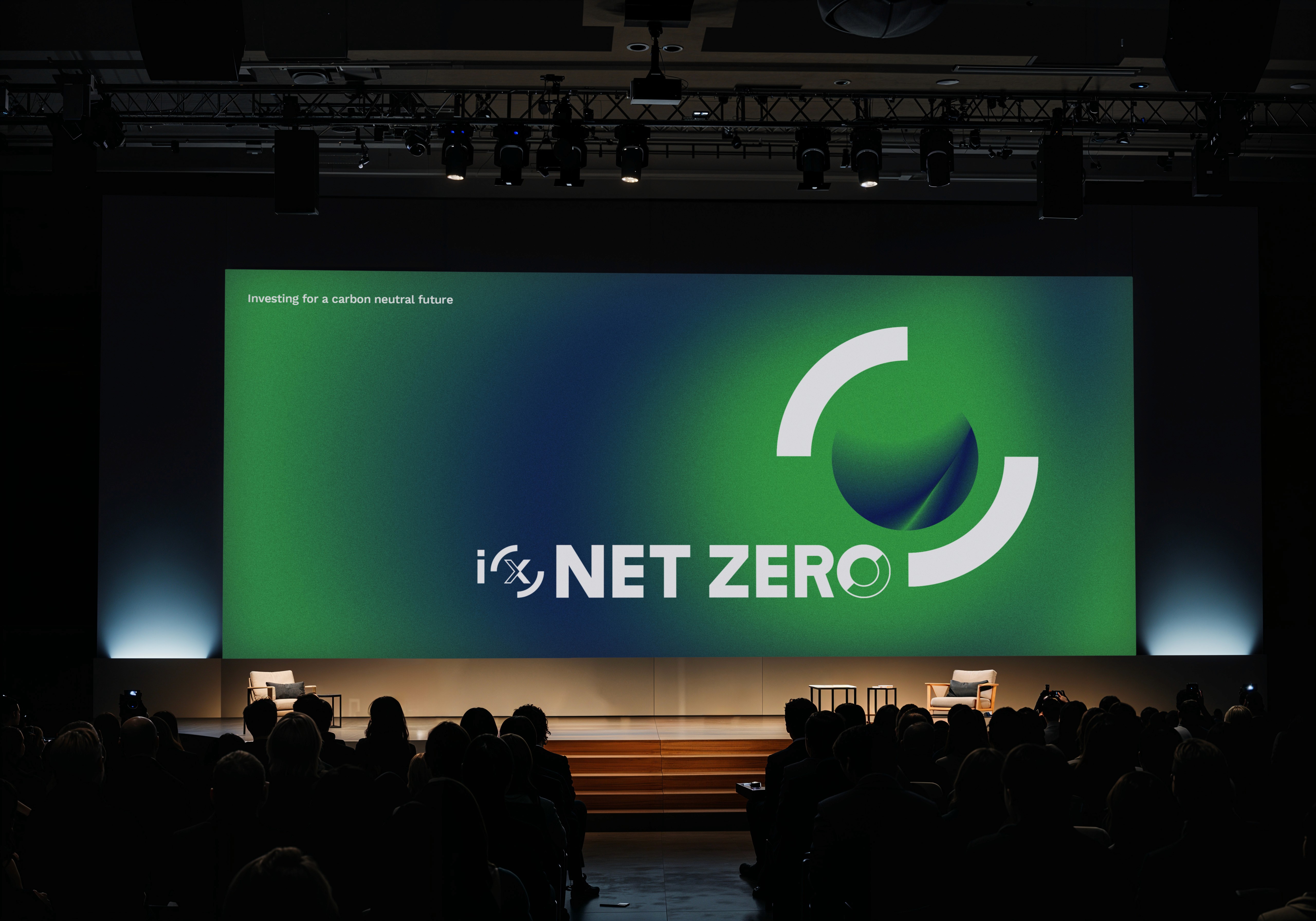 tipota design studio - climate change for carbon neutral investment compny ix net zero - bespoke typography logo and visual system - ix net zero conference and visual system