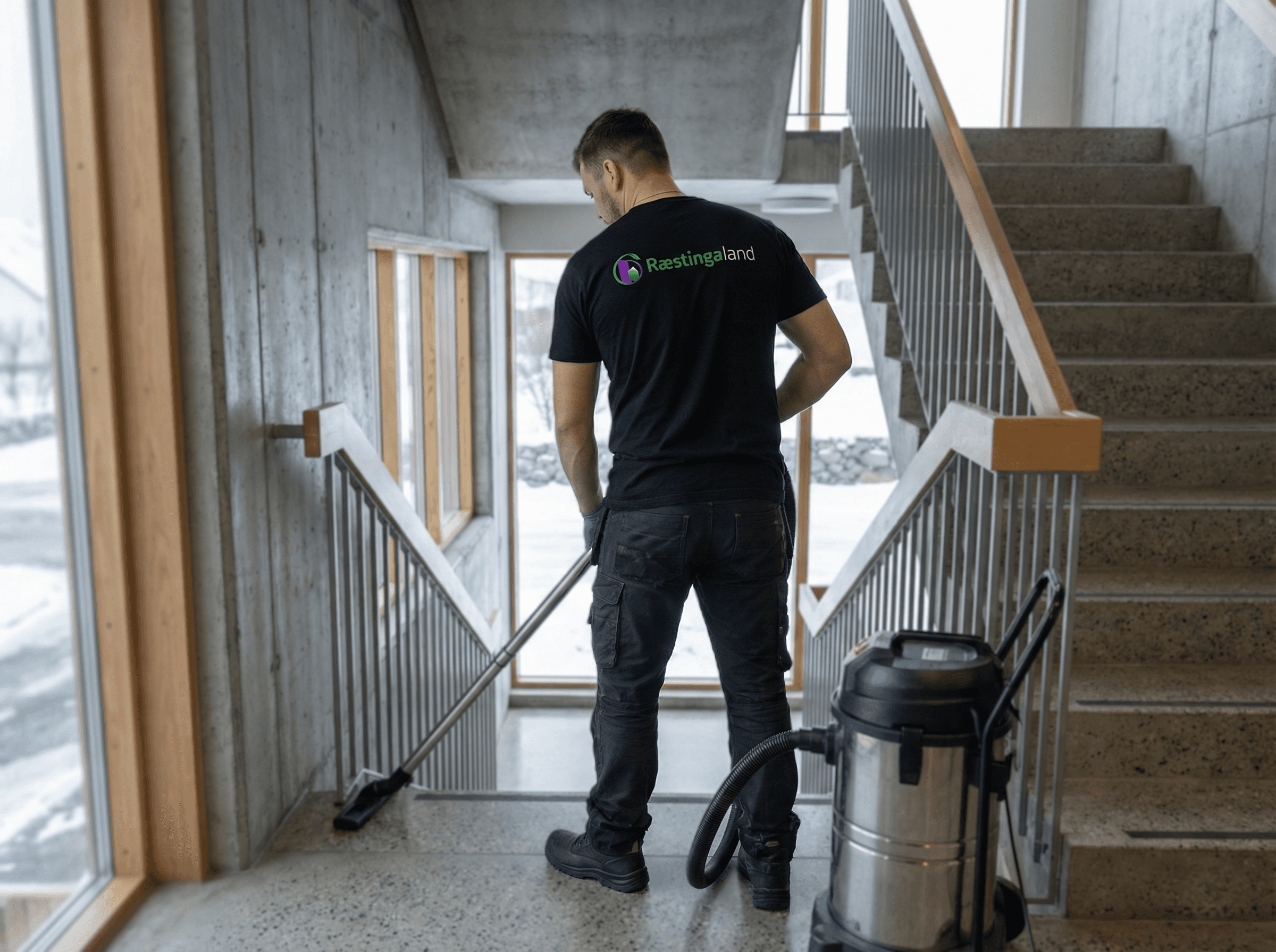 Sótthreinsun og þrif á lyftuhnappaborði í sameign.