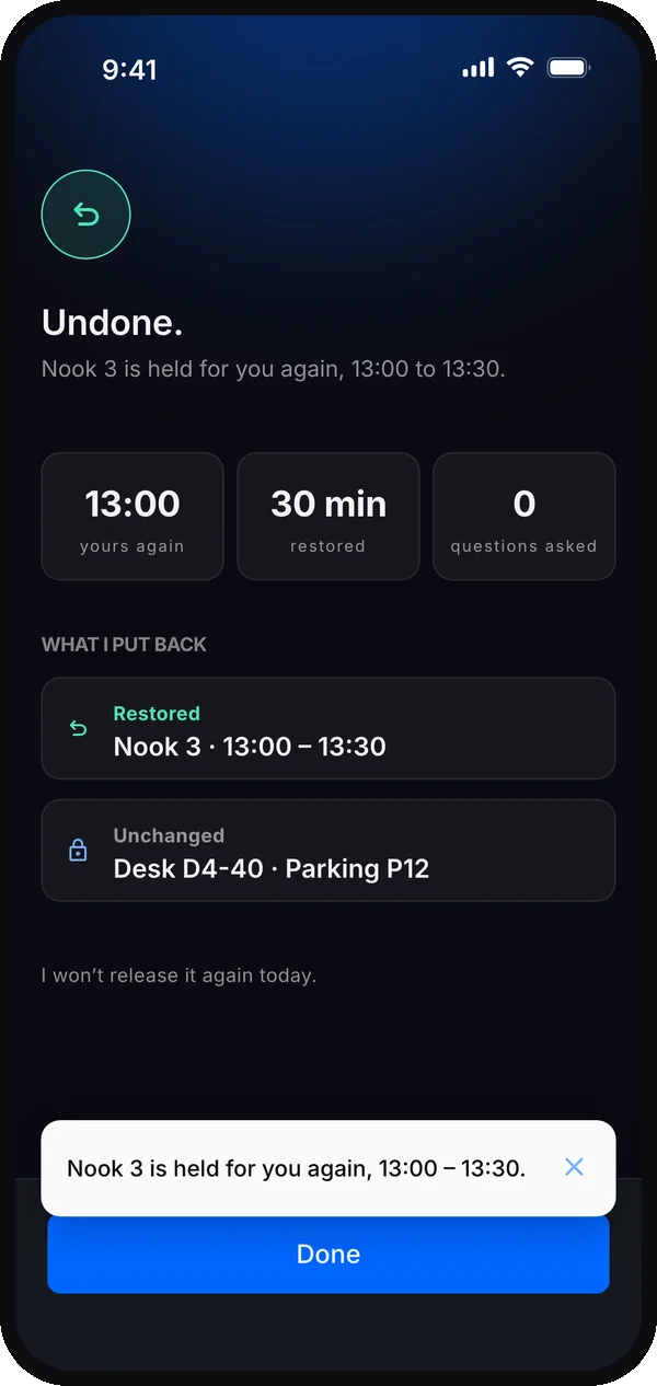 Undone: Nook 3 is held for you again