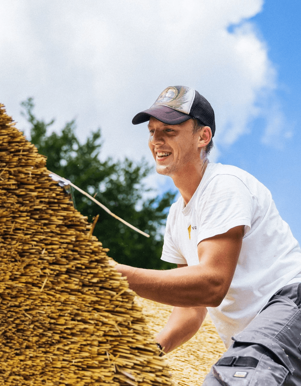 Rietdekkersbedrijf van Dijk Putten - medewerkers aan het werk