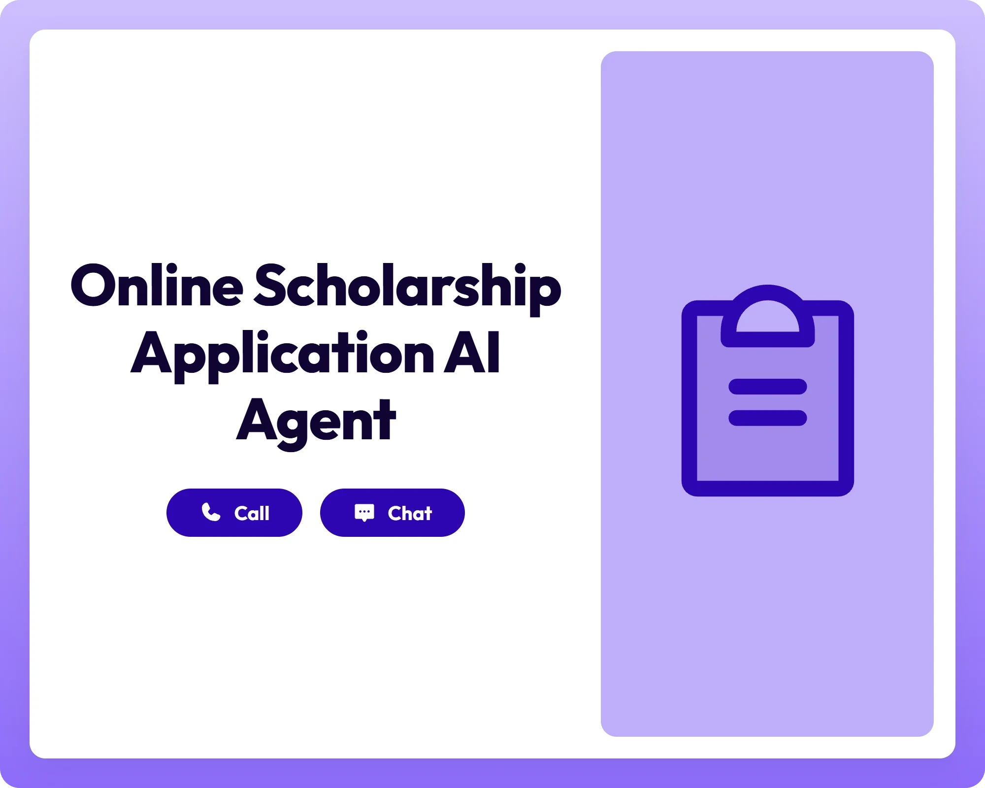 ai job application agent supports students with call and chat tools alongside a clipboard for online scholarship applications