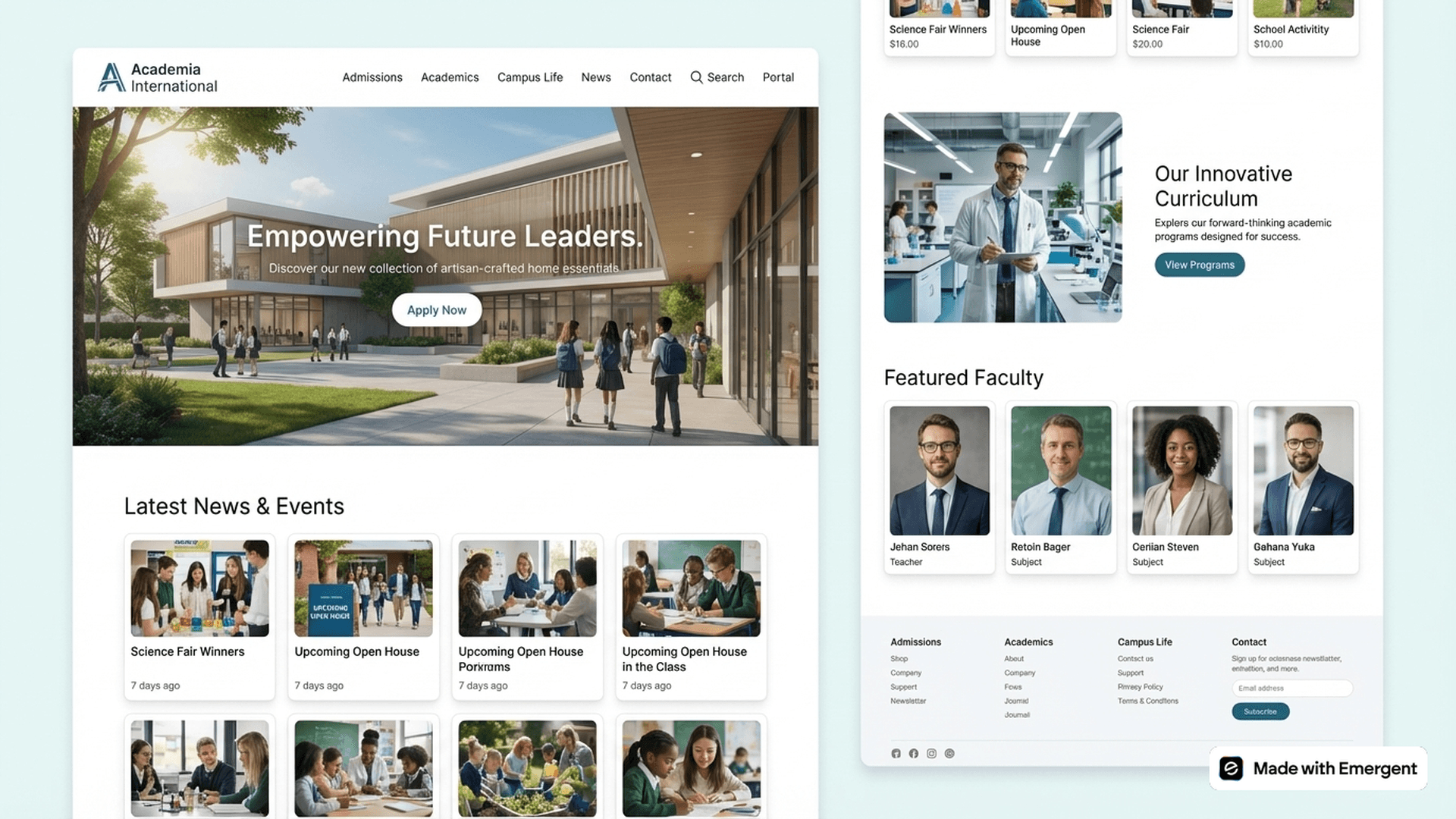School website made with emergent
