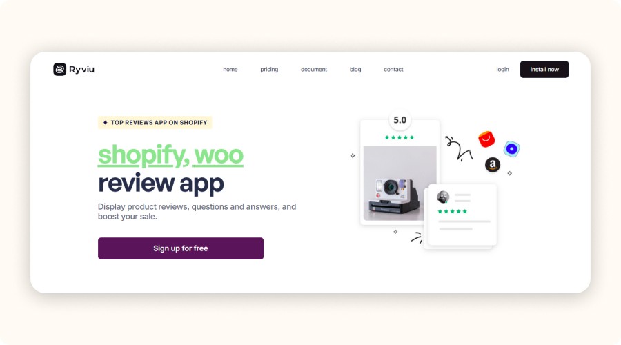 Page d’accueil de Ryviu