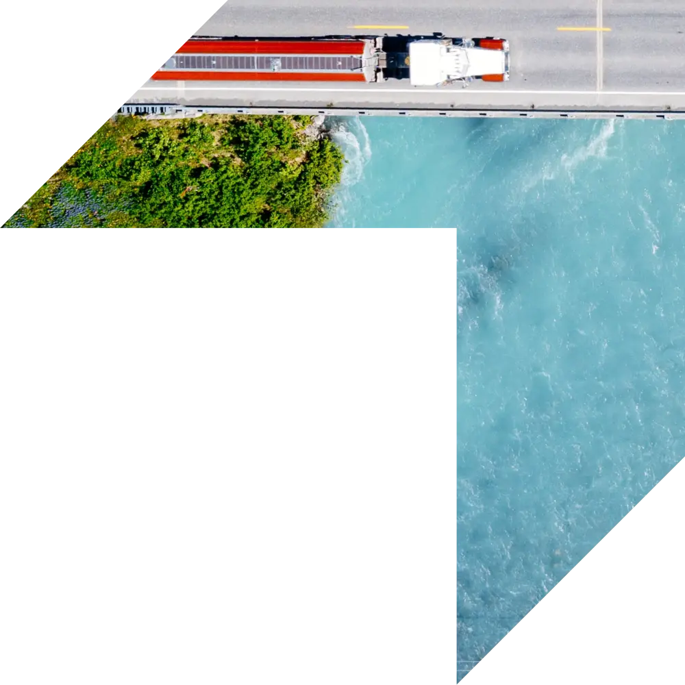 Arrow with a truck and blue water