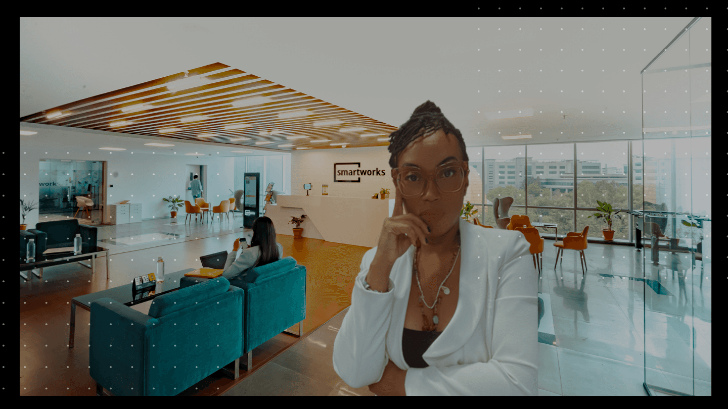 woman sitting to left of Ria Found of DariaCreativeCo in Workspace