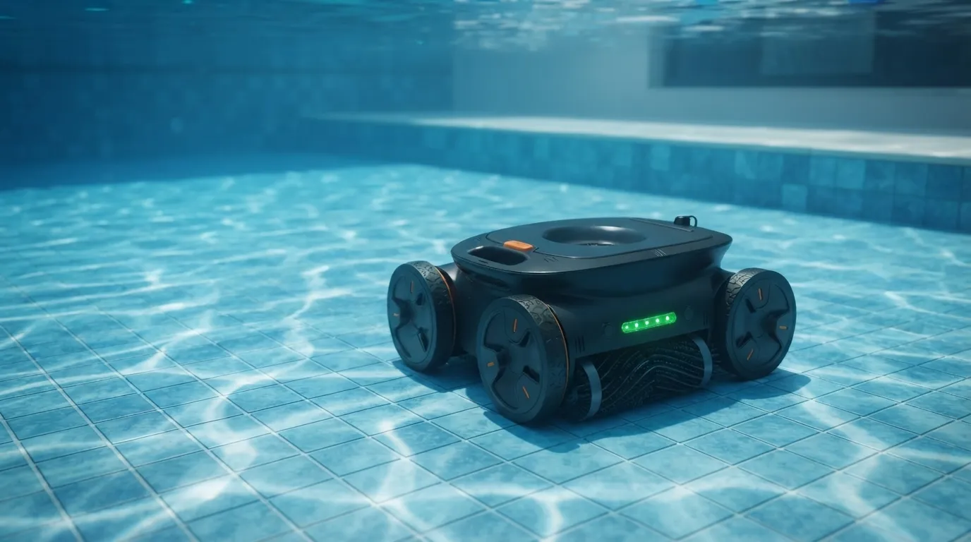 Robotic pool cleaner operating independently compared with manual pool cleaning