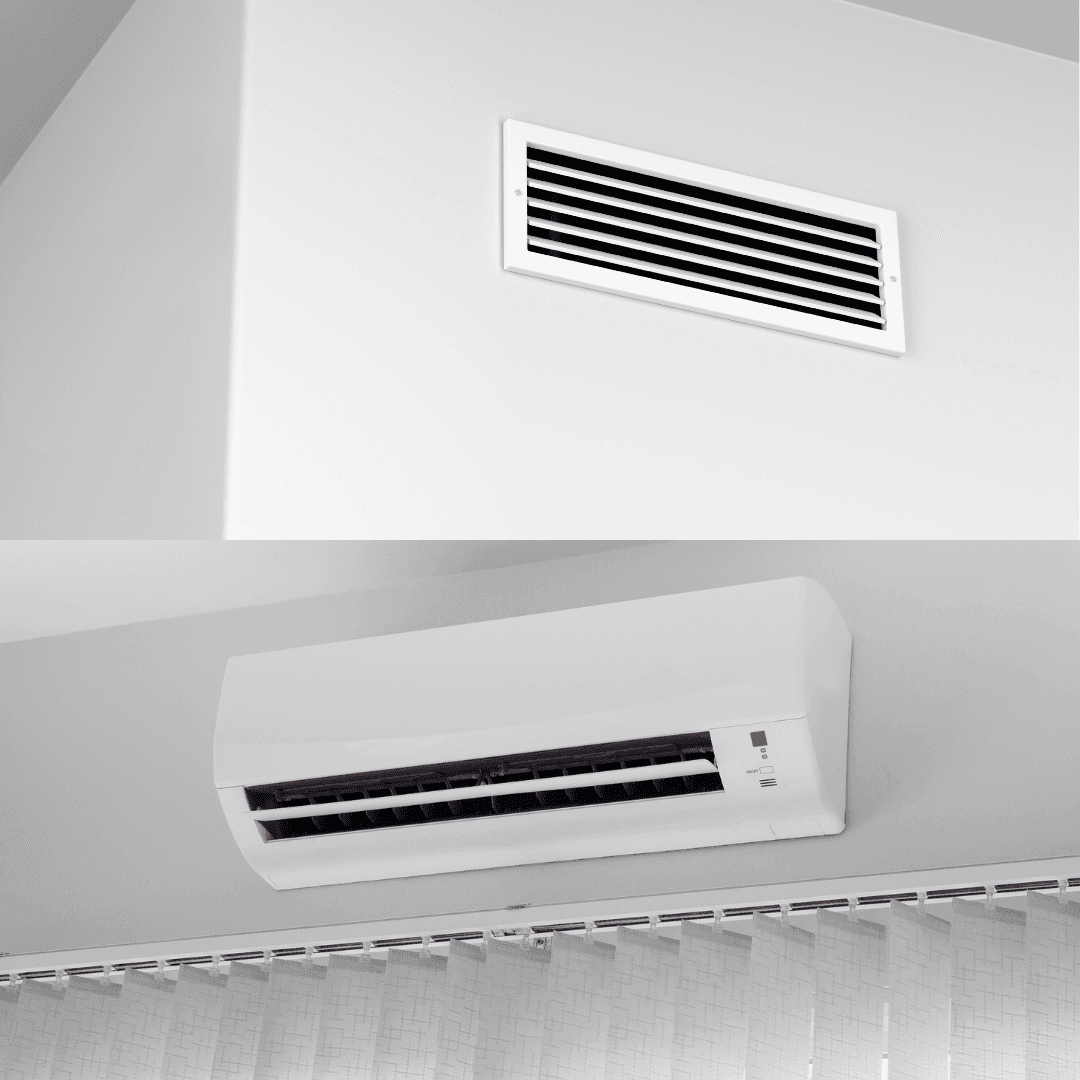 Difference between ducted air conditioning and split system air conditioning.
