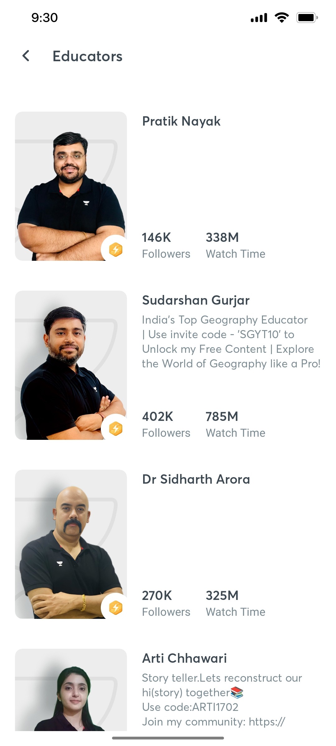 Unacademy Educator Screen