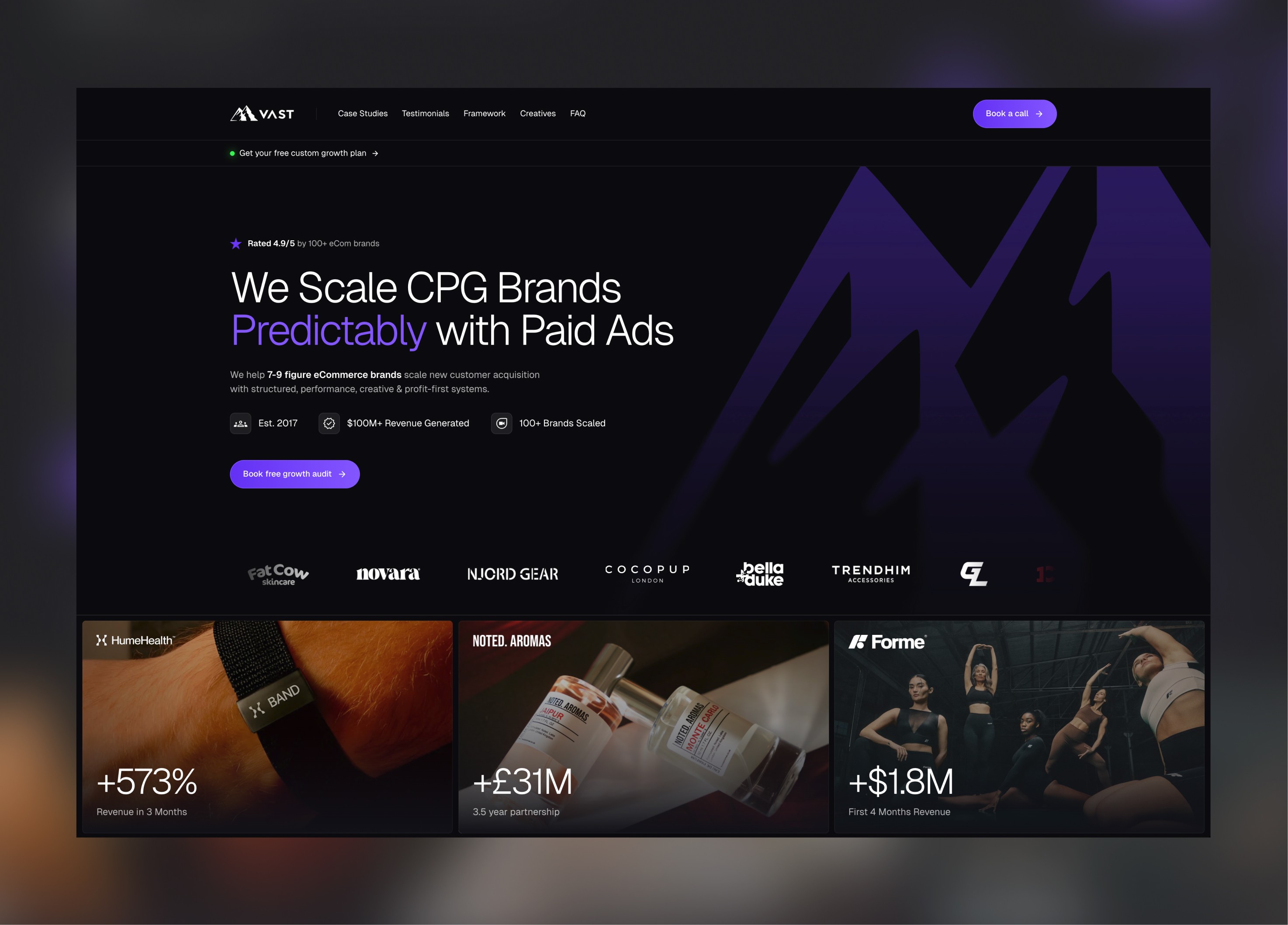 Completed Vast Media Marketing website experience