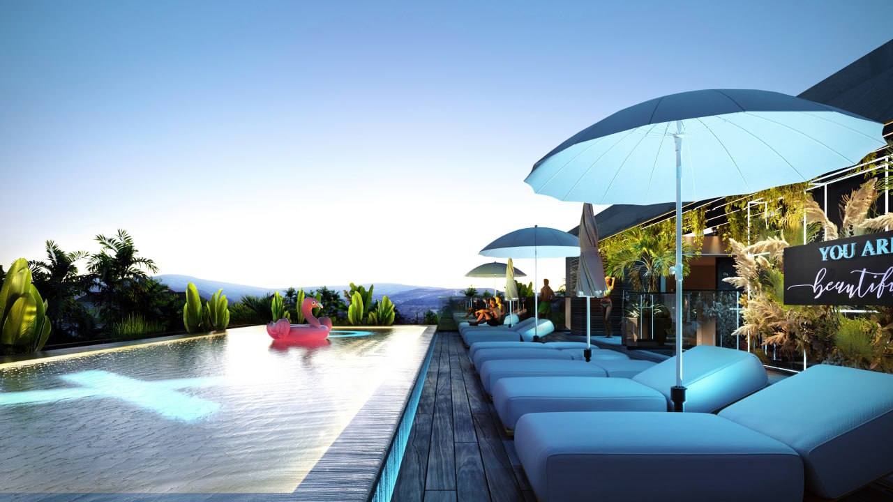 A completed 1-bedroom apartment in a complex on Batu Bolong, Canggu