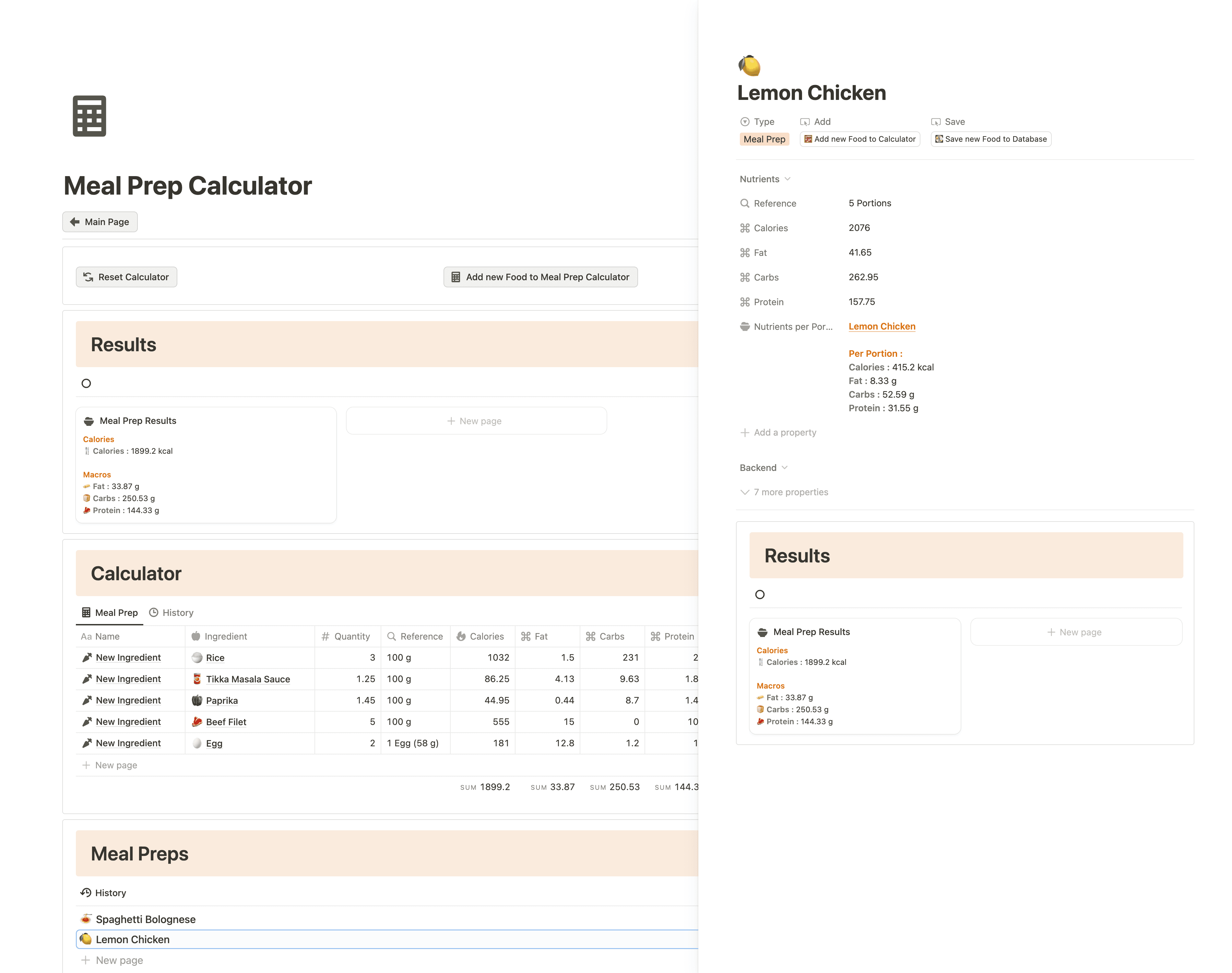 Meal Prep Calculator
